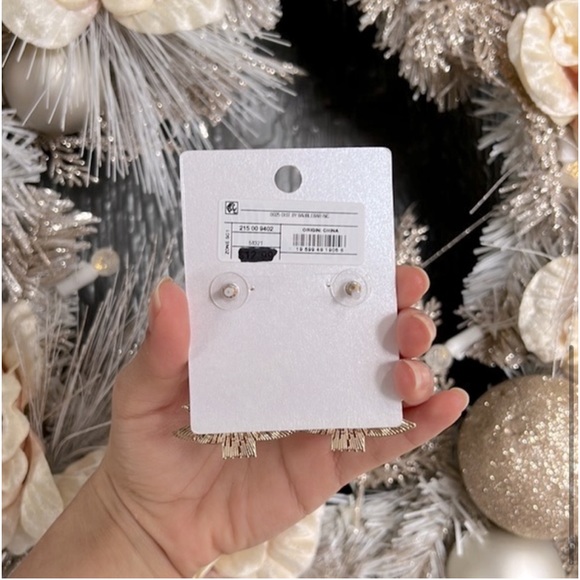 ♥️… Holiday Crystal Bow Christmas Tree Drop Earrings Metallic Gold - Picture 4 of 7